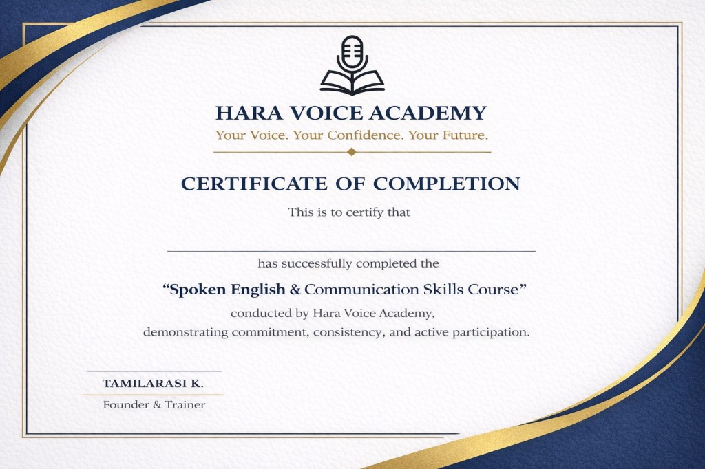 Certificate of Completion - Hara Voice Academy